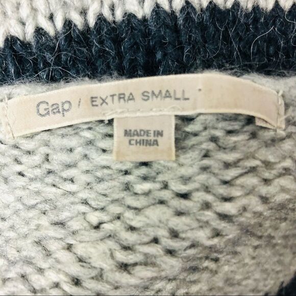 Gap Alpaca Blend Essential Classic Navy Grey Stripe Wide Neck Sweater XS - Picture 6 of 7